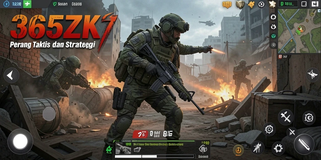 Tampilan gameplay menegangkan dari 365ZK dengan aksi tembak-menembak.