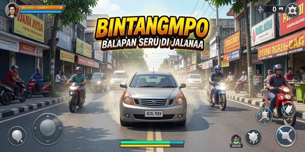 Tampilan seru gameplay balapan dalam BINTANGMPO.