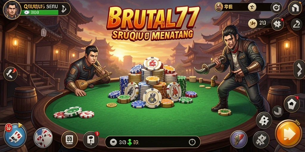 Screenshot gameplay QiuQiu BRUTAL77 yang seru dan menantang.