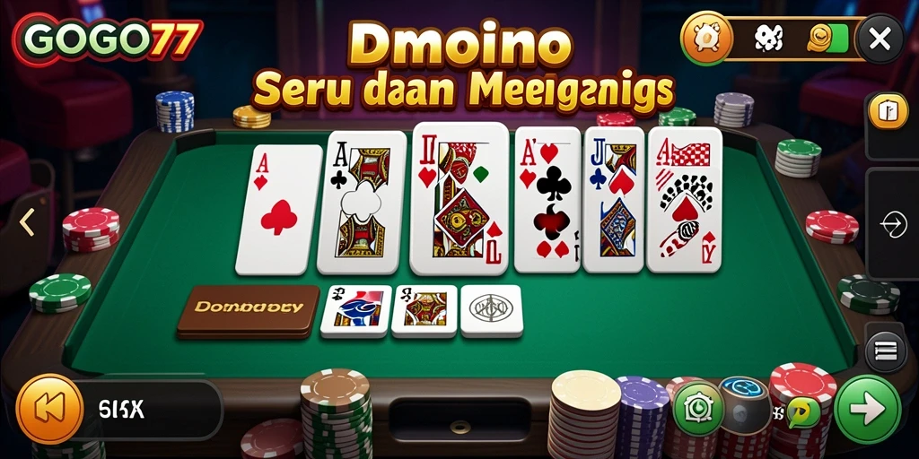Menampilkan gameplay seru dalam GOGO77 dengan pemain yang berkompetisi di Domino.