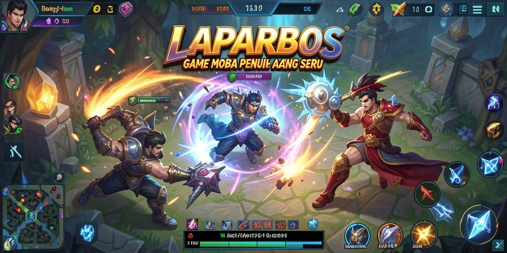 Screenshot gameplay LAPARBOS yang menampilkan aksi pertempuran seru.
