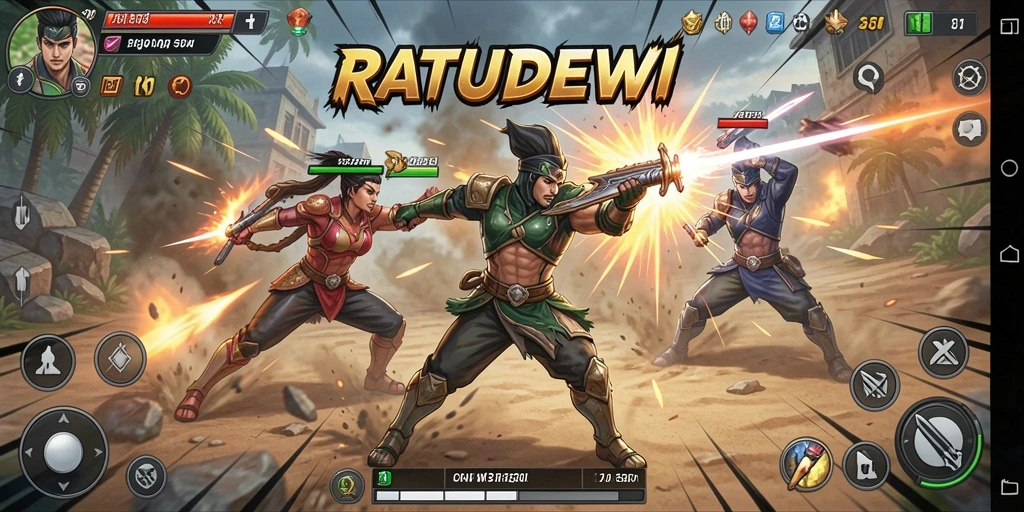 Tampilan gameplay seru di RATUDEWI dengan aksi pertarungan yang mendebarkan.