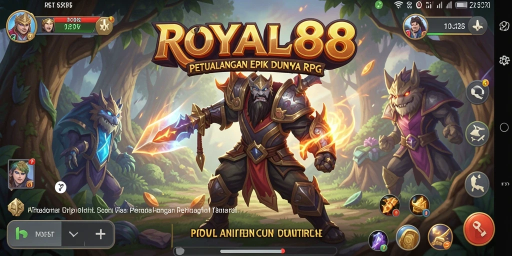 Tampilan gameplay epik dari ROYAL88 yang penuh warna dan detail.